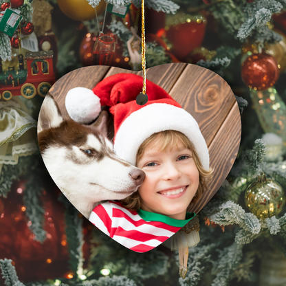Personalised Photo Christmas Tree Ornament - Heart Shaped