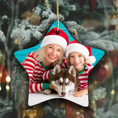 Personalised Photo Christmas Tree Ornament - Star Shaped