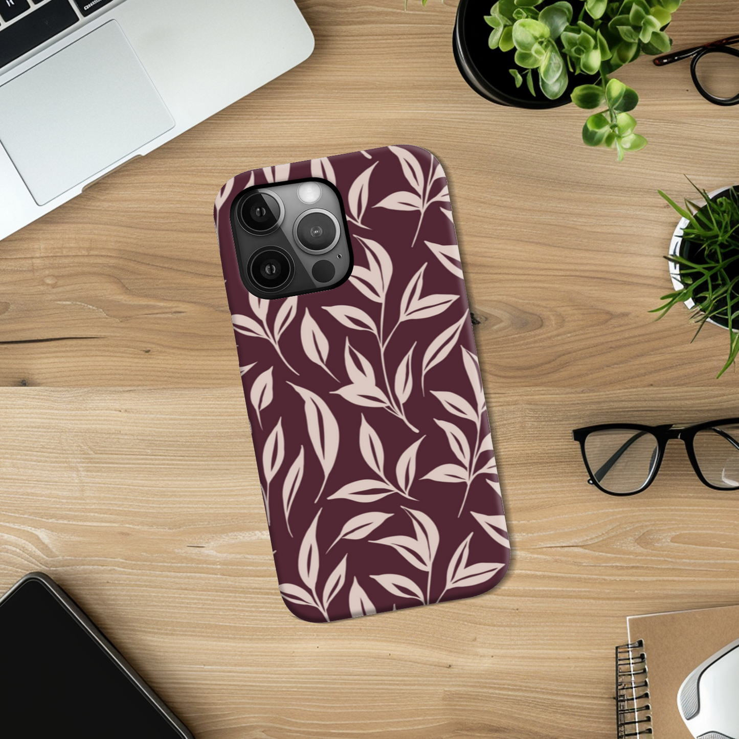 Burgundy Leaf Slim Phone Case