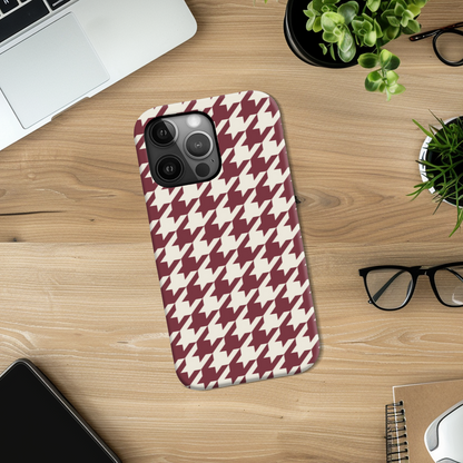 Burgundy Houndstooth Slim Phone Case