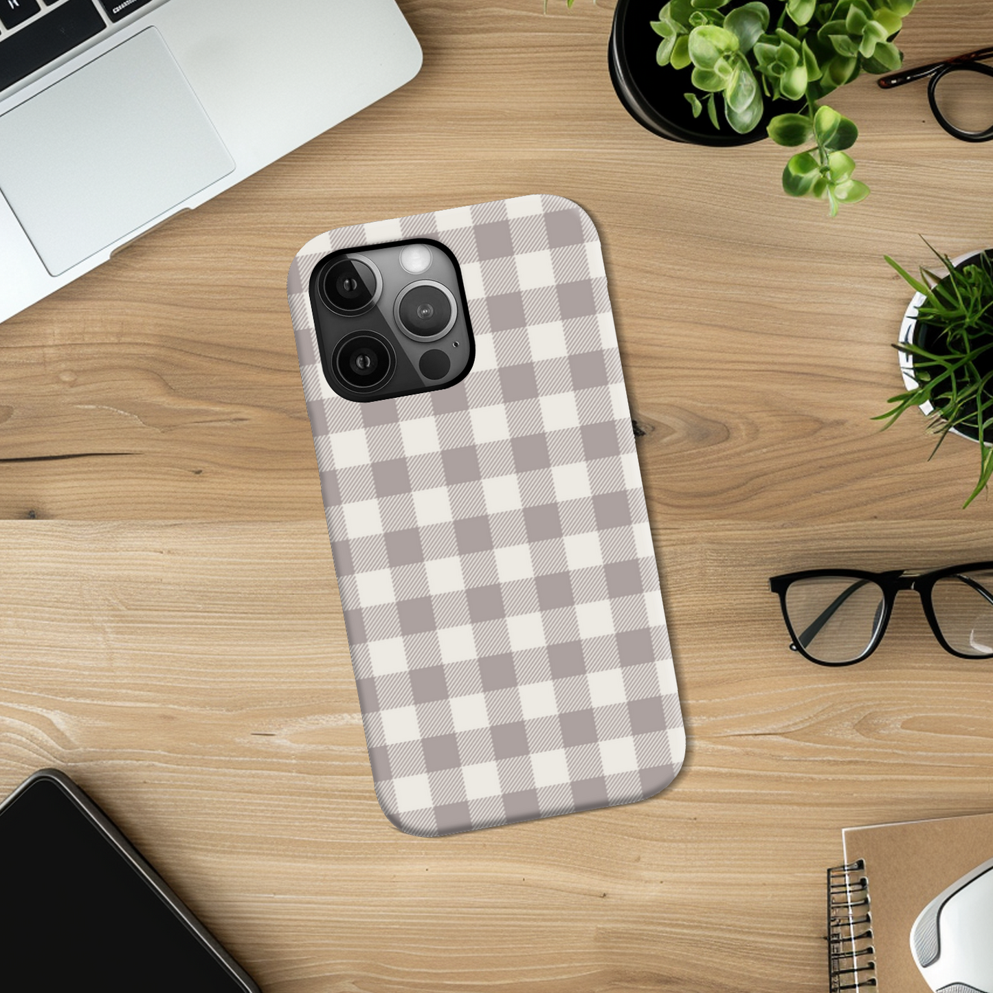 Natural Check Slim Phone Case