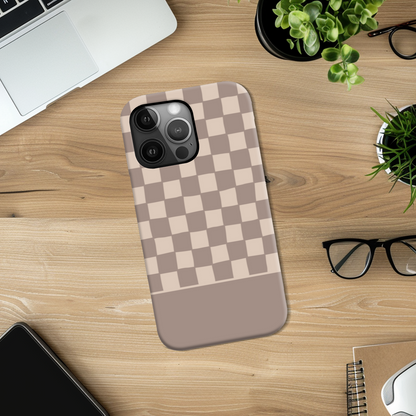 Mocca Wobbly Check Slim Phone Case