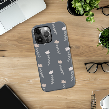 Grey Floral Slim Phone Case