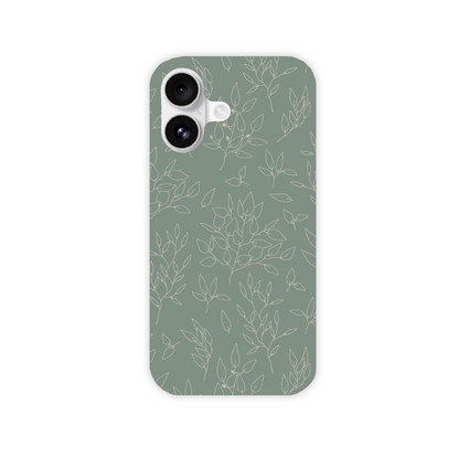 Green Linear Floral Slim Phone Case