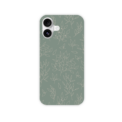 Green Linear Floral Slim Phone Case