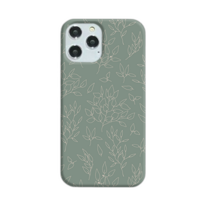 Green Linear Floral Slim Phone Case