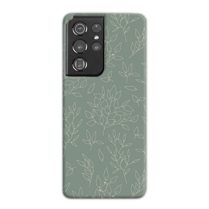 Green Linear Floral Slim Phone Case