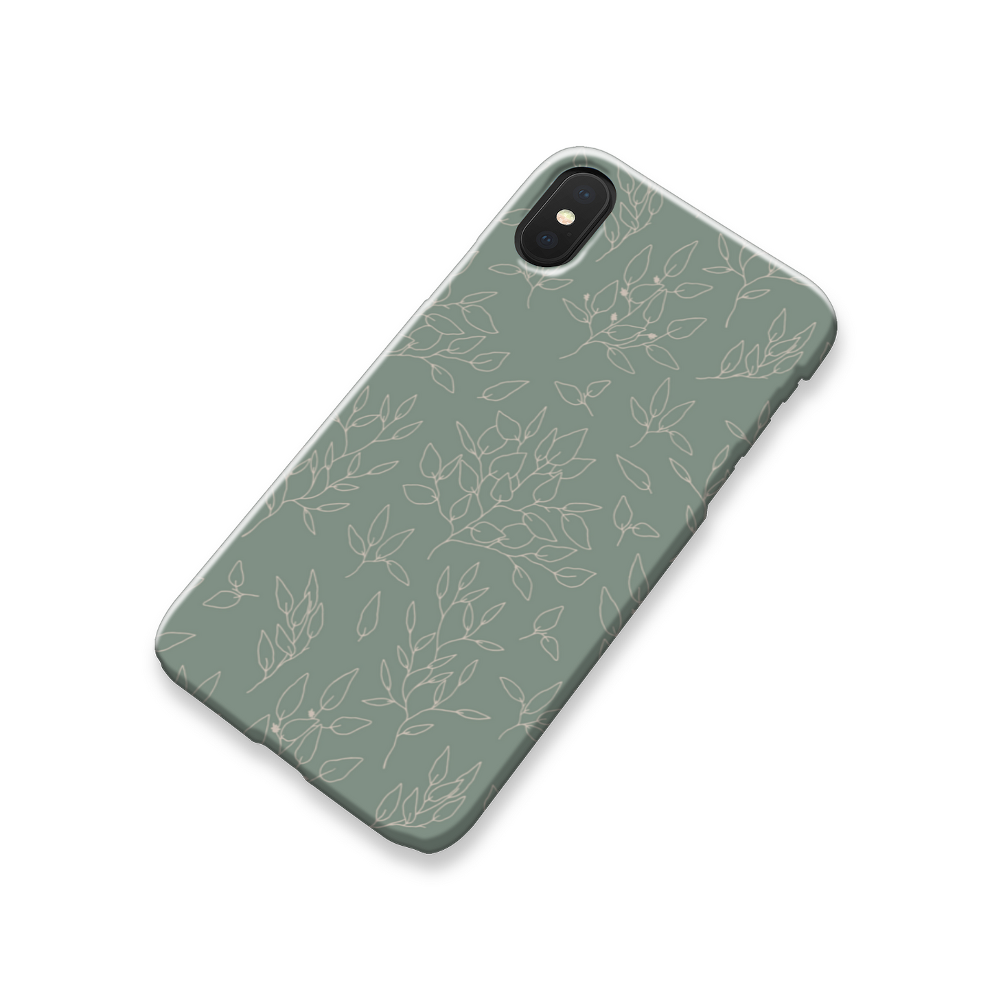 Green Linear Floral Slim Phone Case