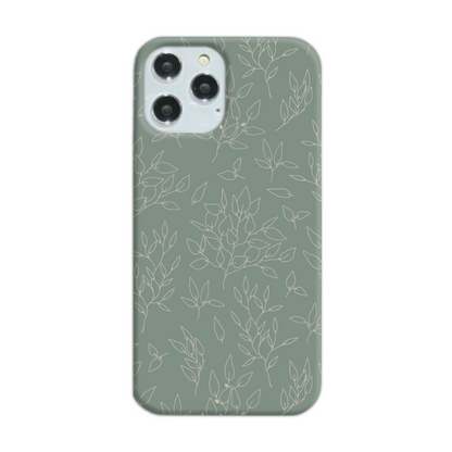 Green Linear Floral Slim Phone Case