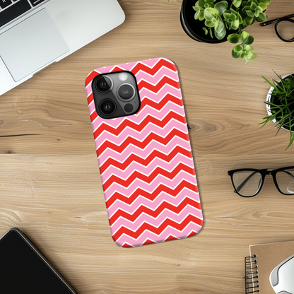Pink and Red Zig Zag Tough Phone Case