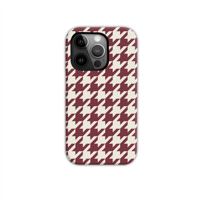 Burgundy Houndstooth Tough Phone Case
