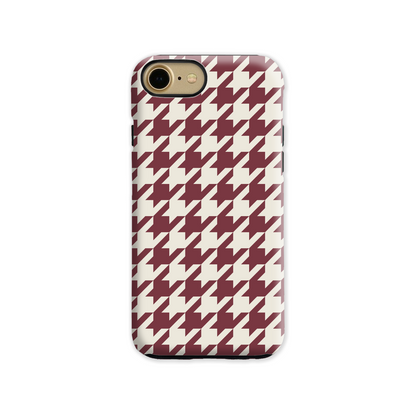 Burgundy Houndstooth Tough Phone Case