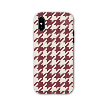 Burgundy Houndstooth Tough Phone Case