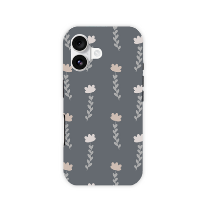 Grey Floral Tough Phone Case