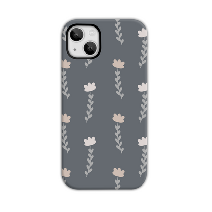 Grey Floral Tough Phone Case