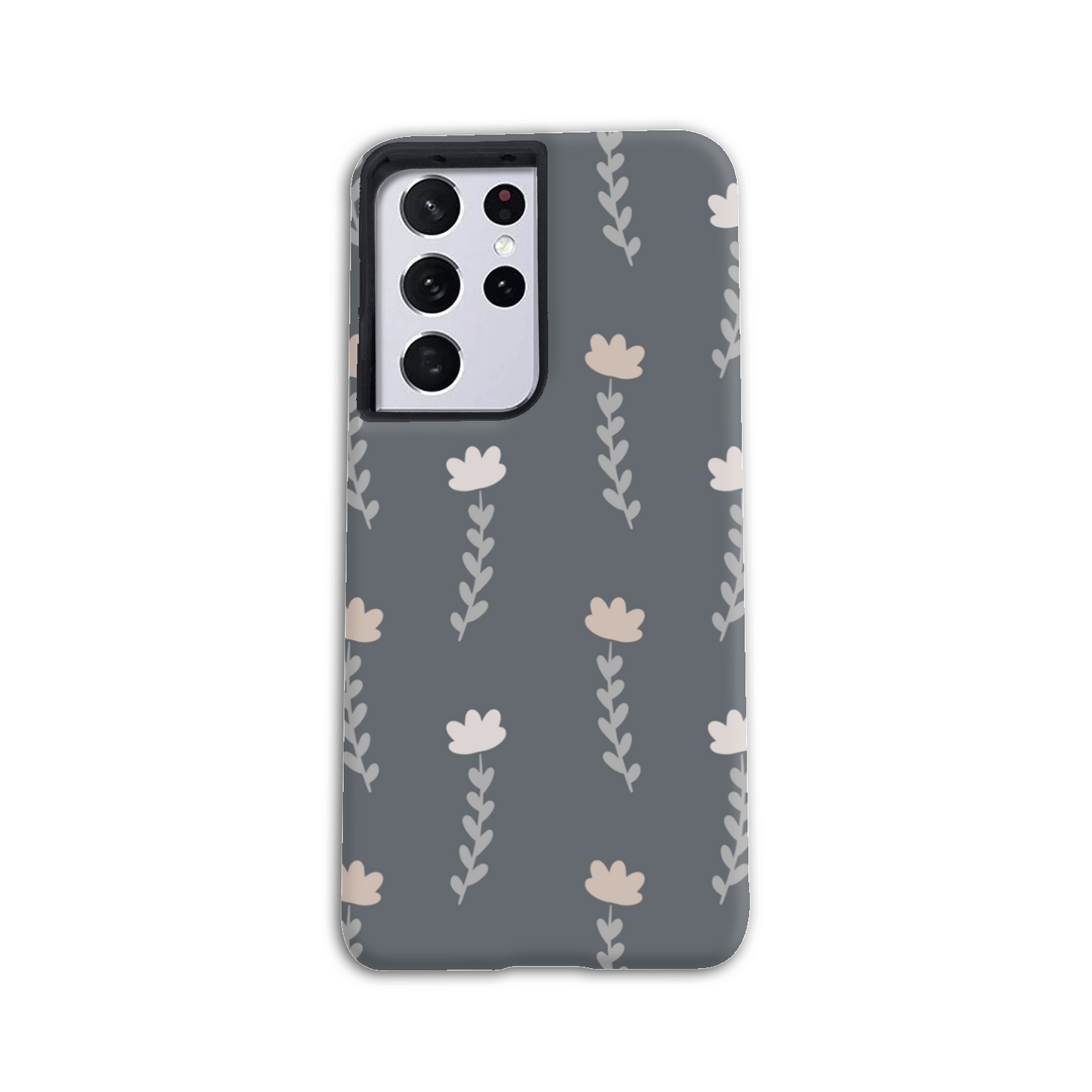 Grey Floral Tough Phone Case