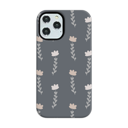Grey Floral Tough Phone Case