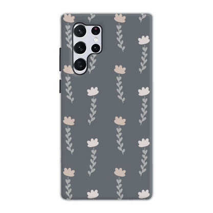 Grey Floral Tough Phone Case