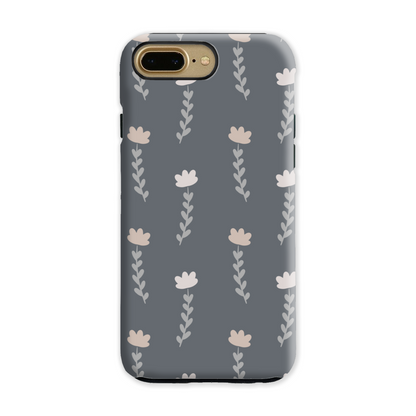 Grey Floral Tough Phone Case