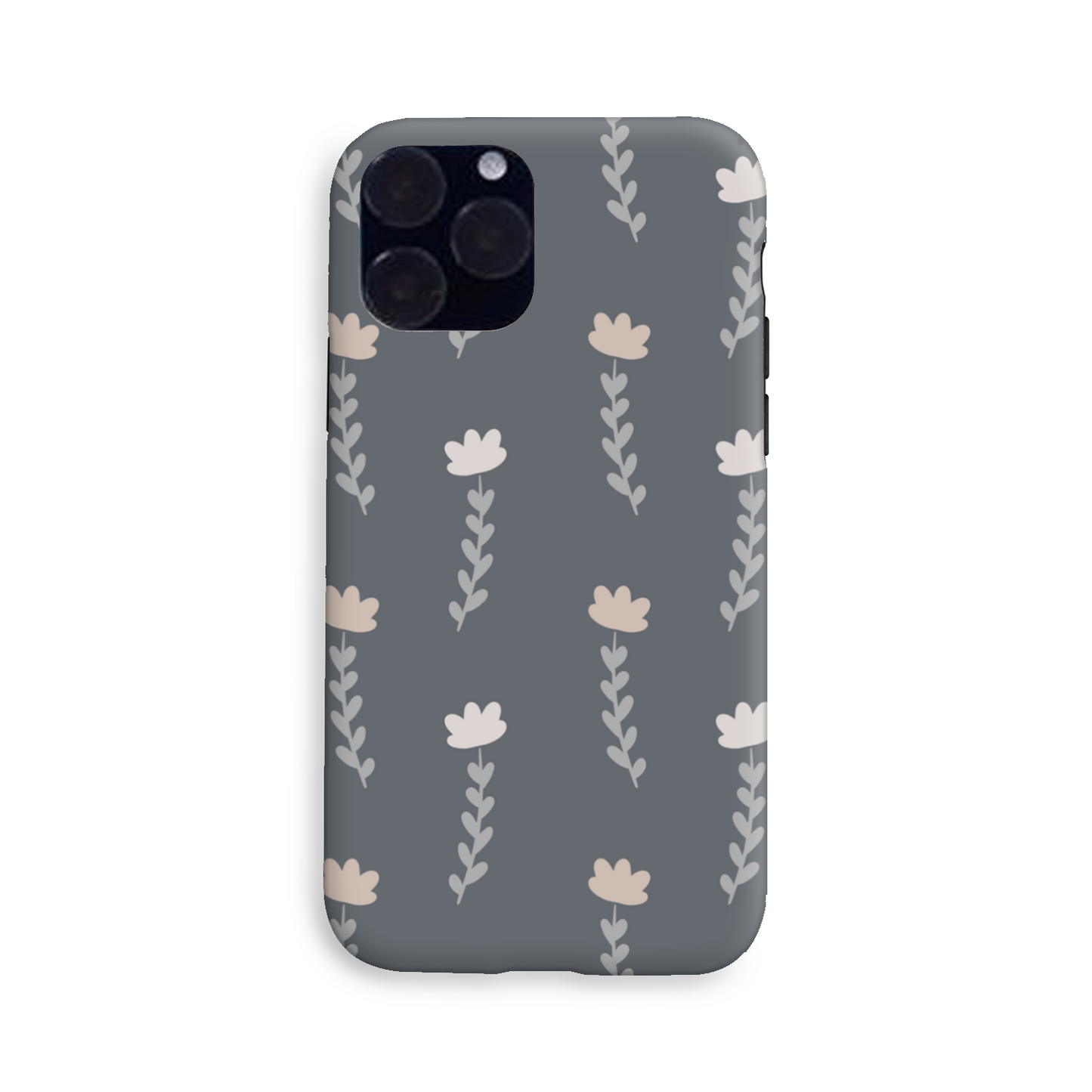 Grey Floral Tough Phone Case