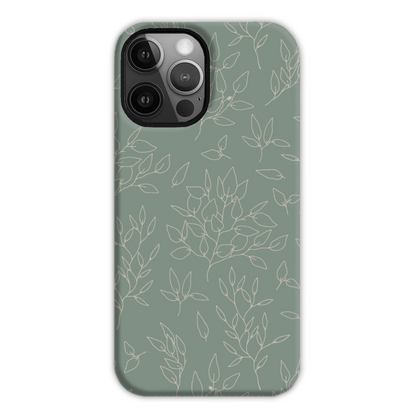 Green Linear Floral Tough Phone Case