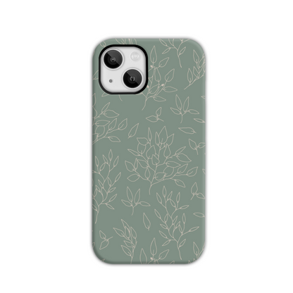 Green Linear Floral Tough Phone Case