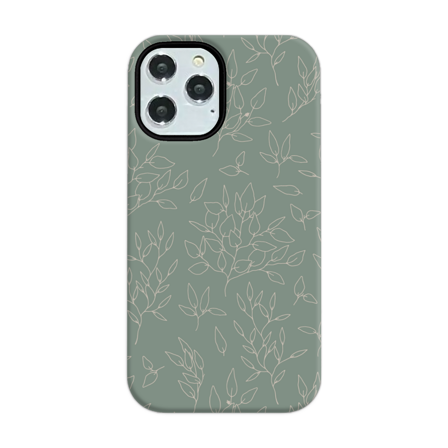 Green Linear Floral Tough Phone Case