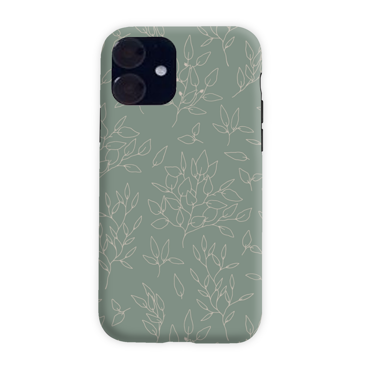 Green Linear Floral Tough Phone Case