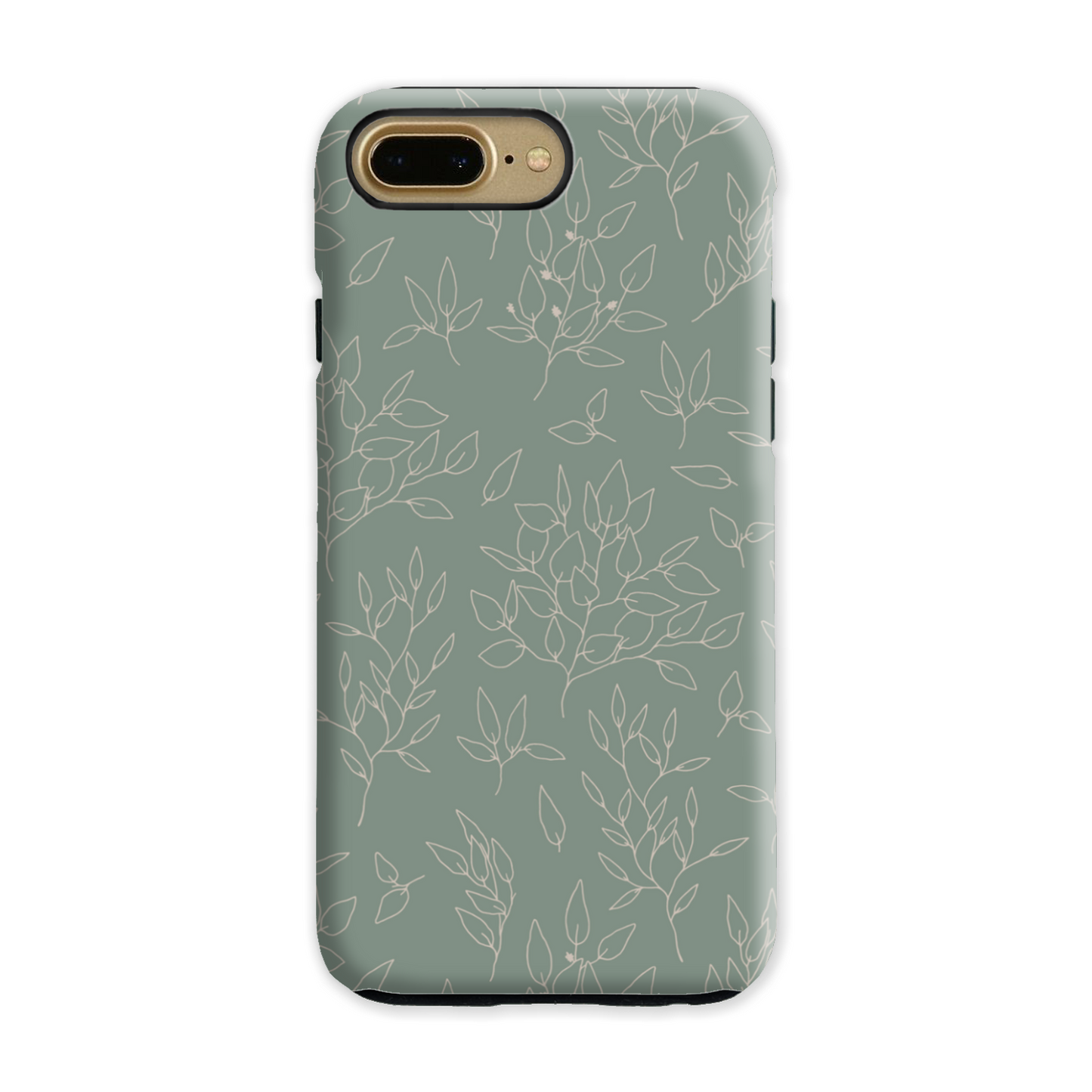 Green Linear Floral Tough Phone Case