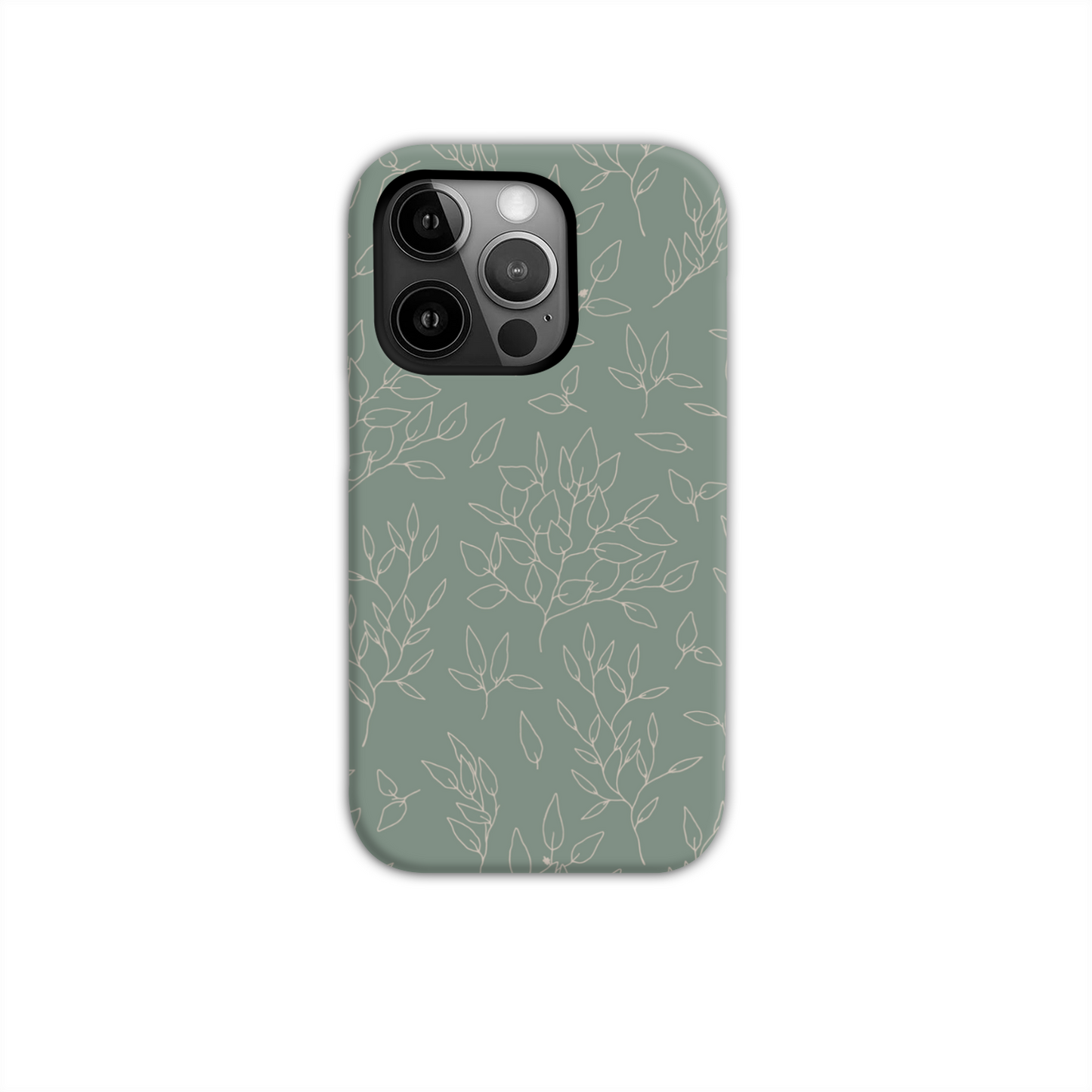 Green Linear Floral Tough Phone Case