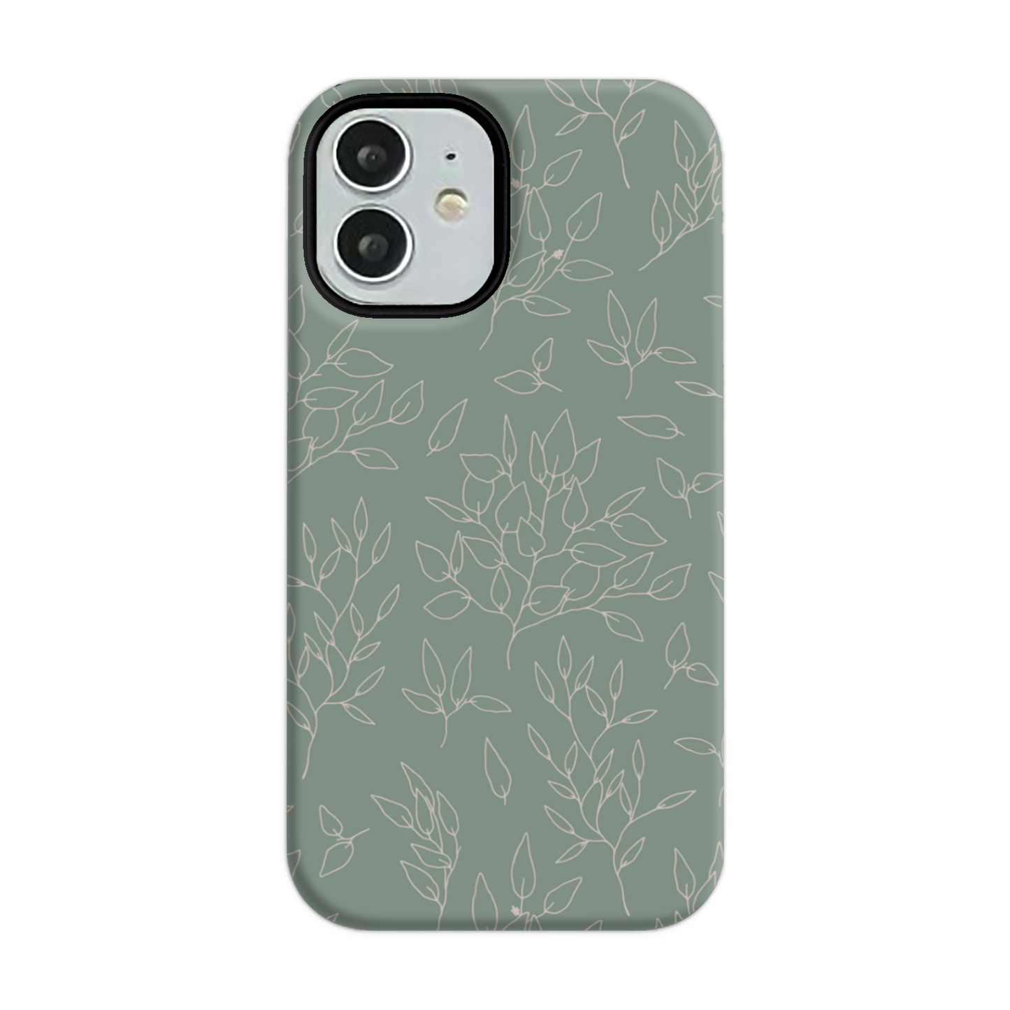 Green Linear Floral Tough Phone Case