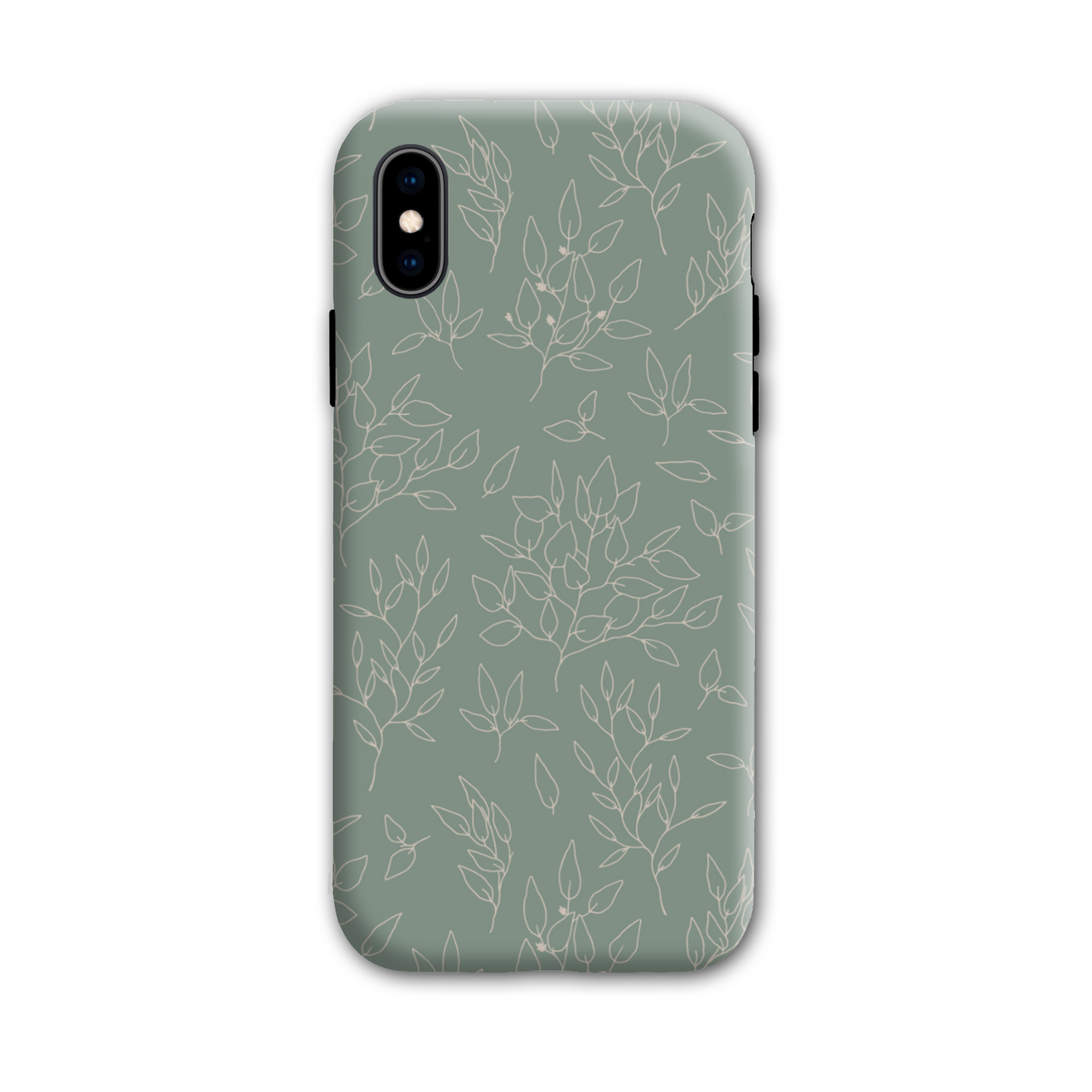 Green Linear Floral Tough Phone Case