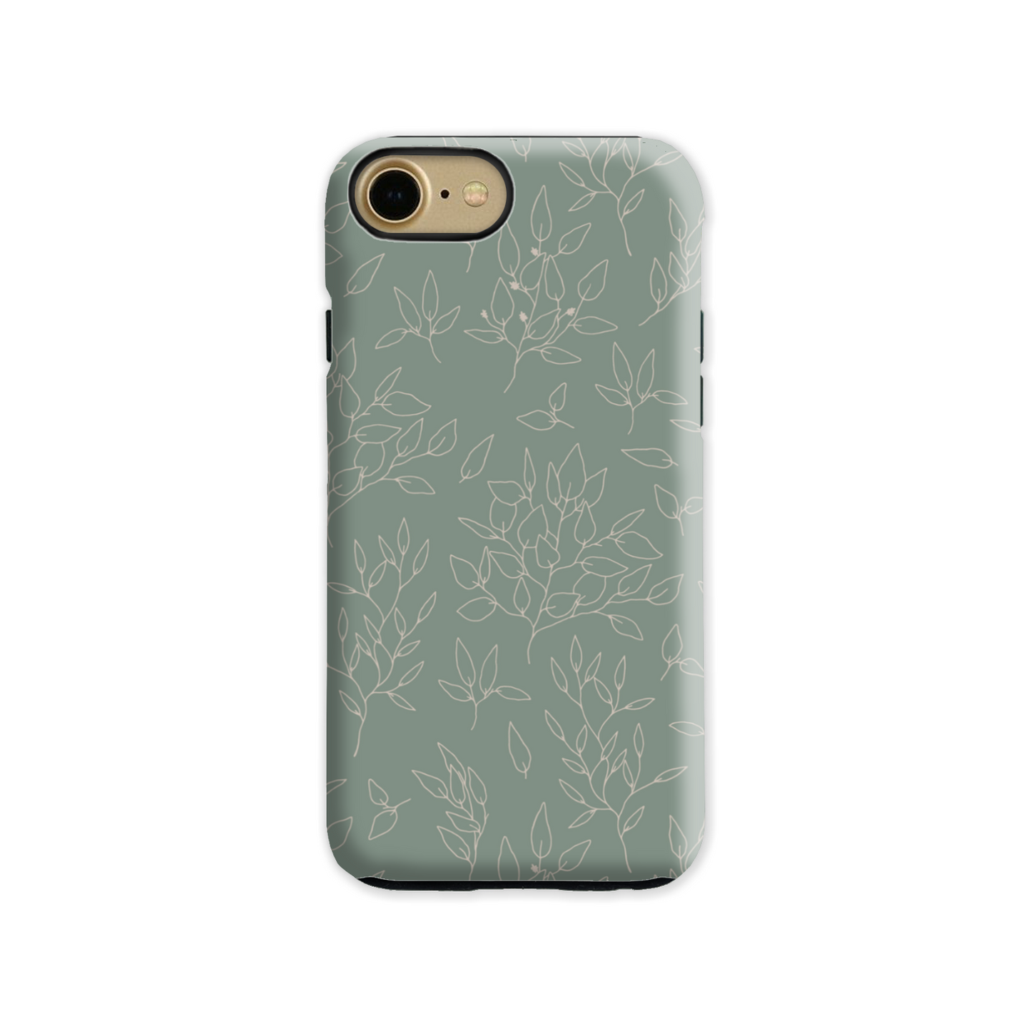 Green Linear Floral Tough Phone Case