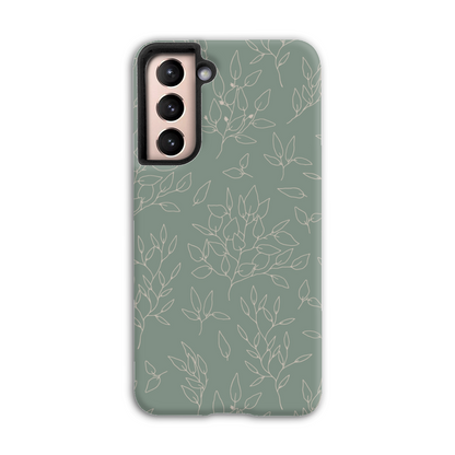 Green Linear Floral Tough Phone Case