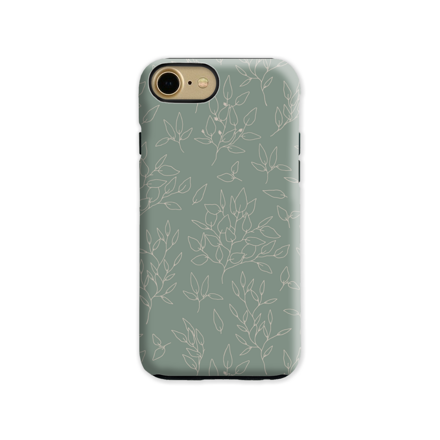 Green Linear Floral Tough Phone Case