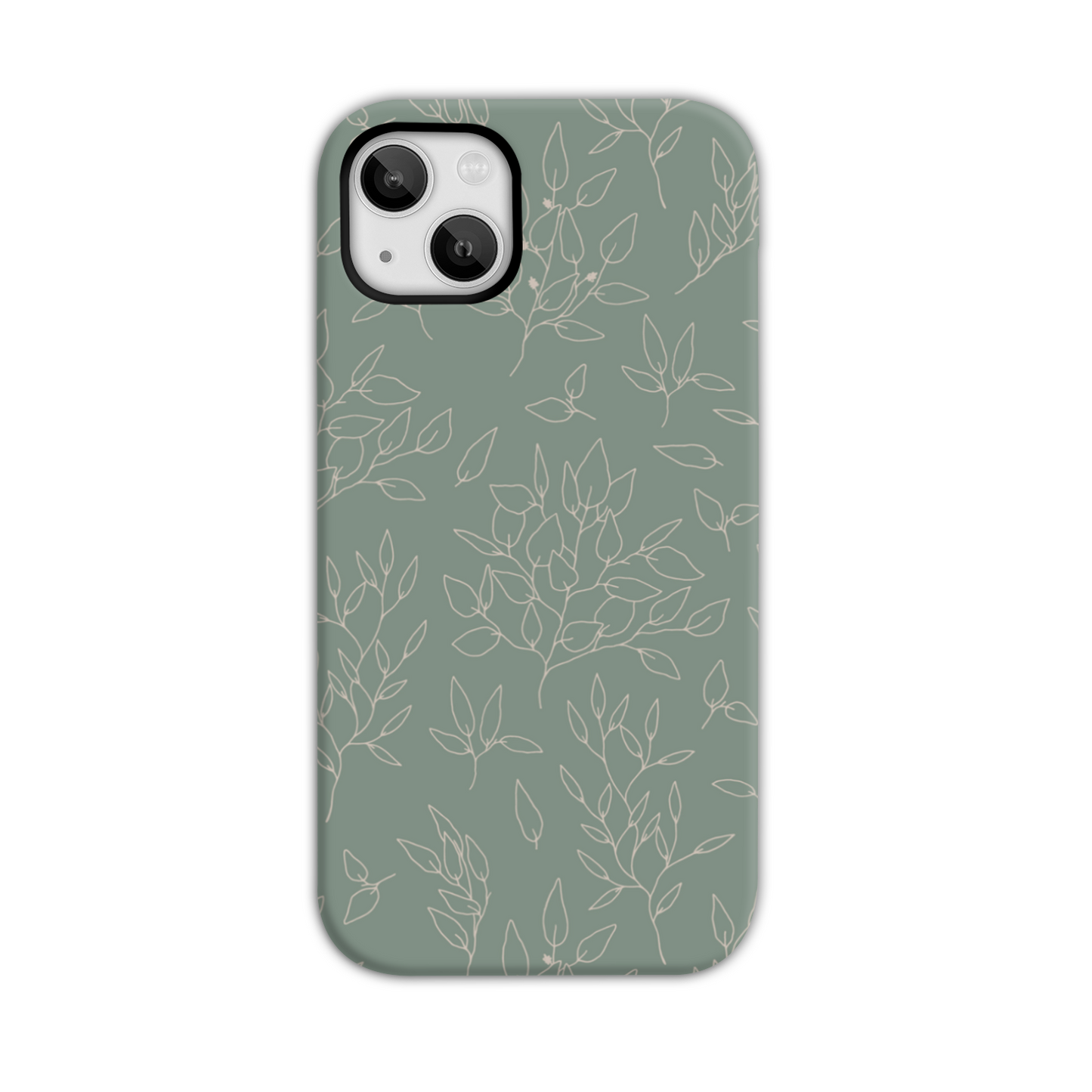 Green Linear Floral Tough Phone Case