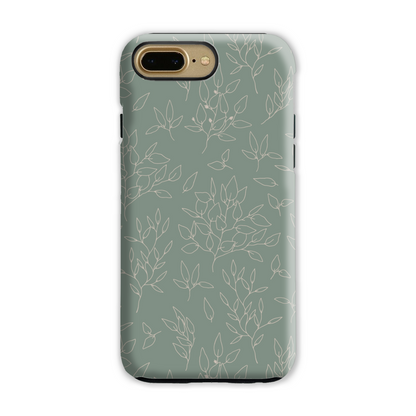 Green Linear Floral Tough Phone Case