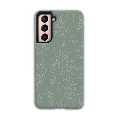 Green Linear Floral Tough Phone Case