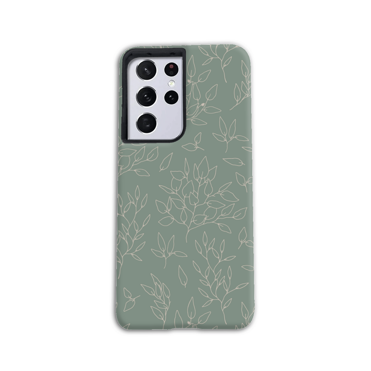 Green Linear Floral Tough Phone Case