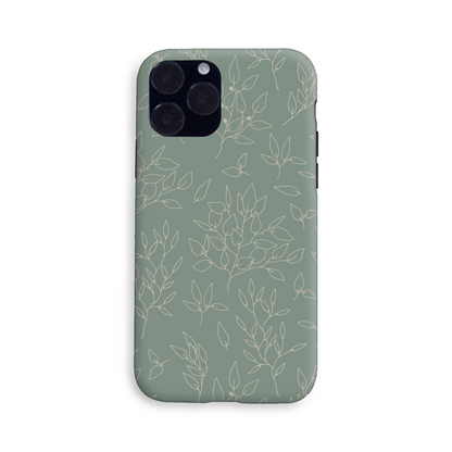 Green Linear Floral Tough Phone Case