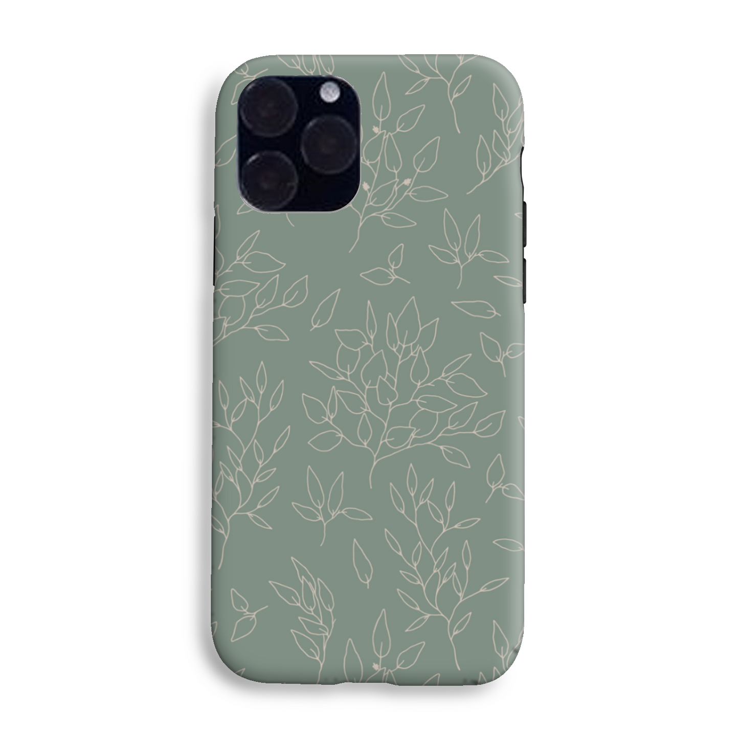 Green Linear Floral Tough Phone Case