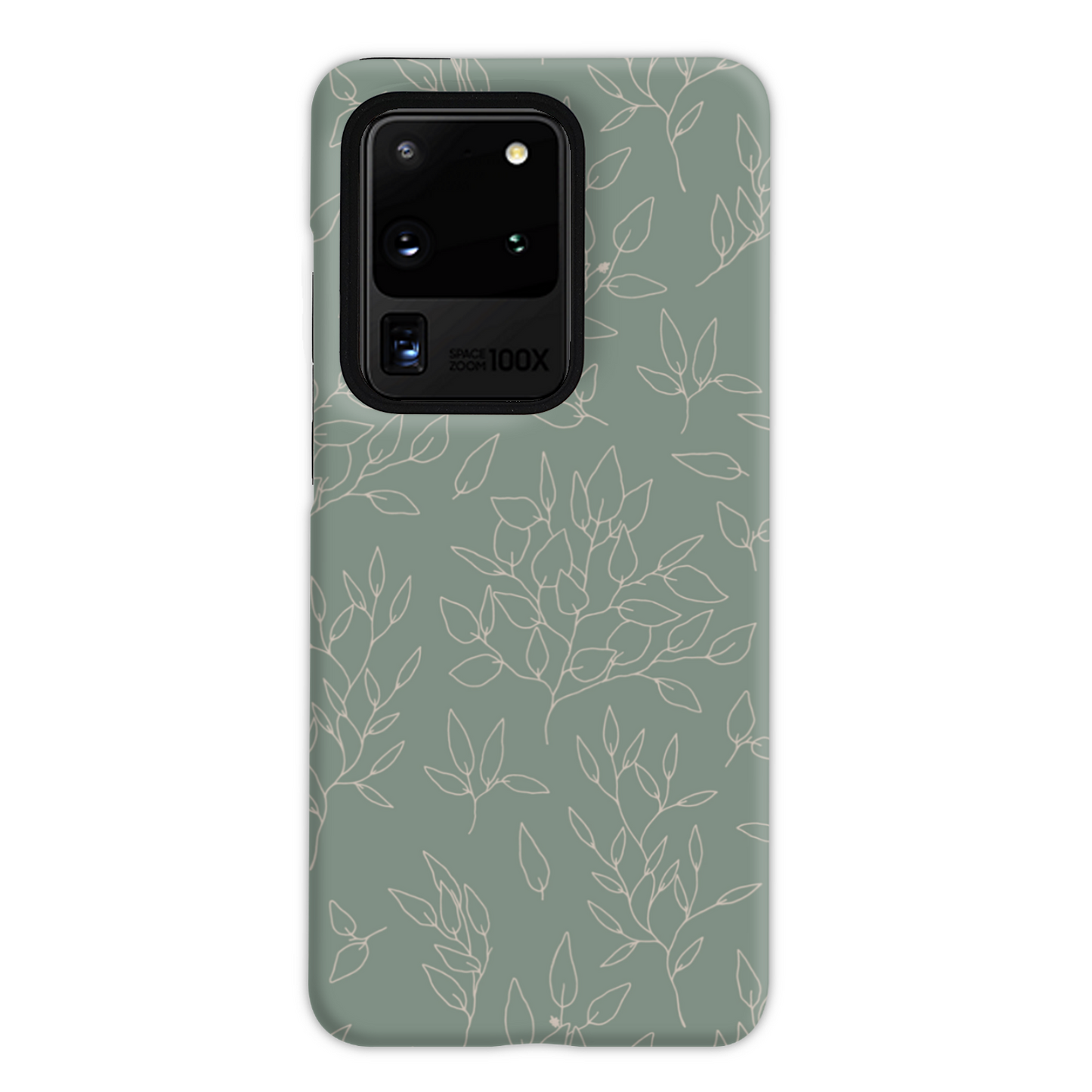 Green Linear Floral Tough Phone Case