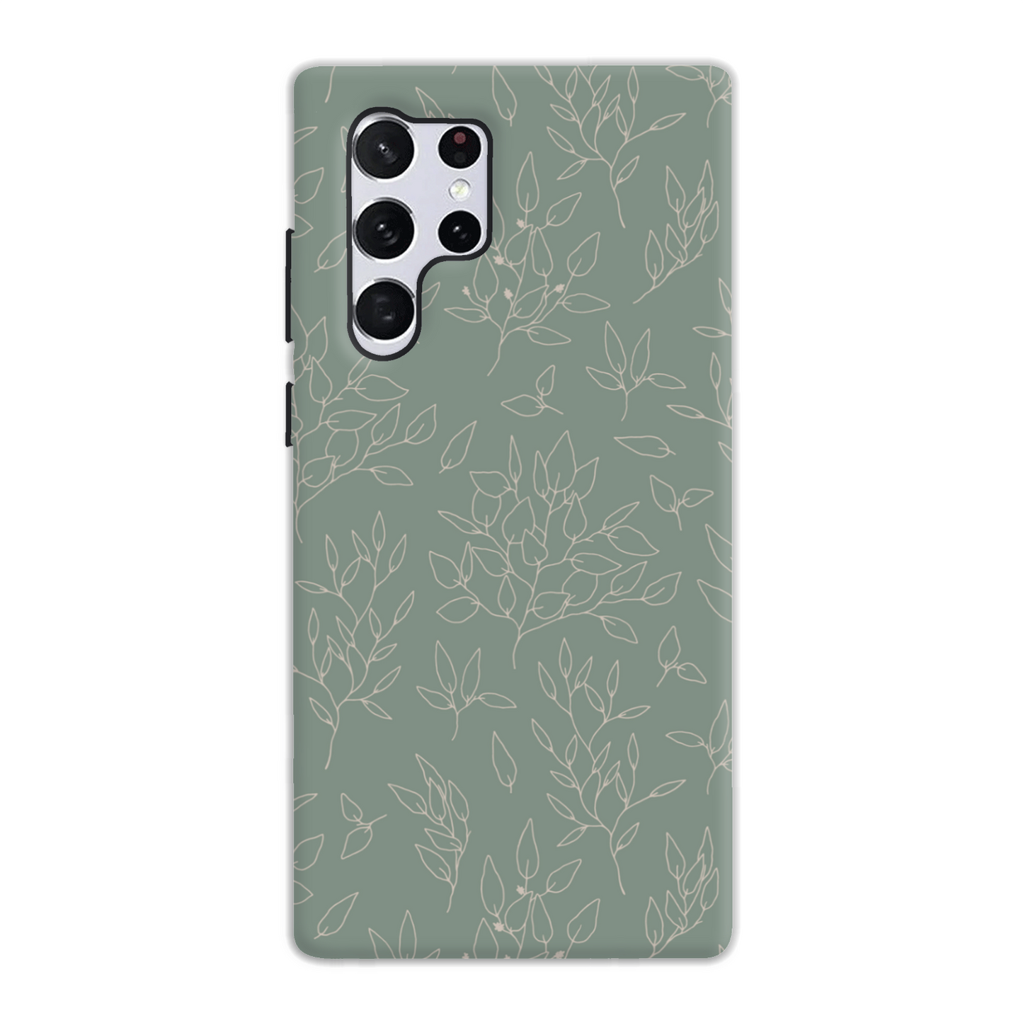 Green Linear Floral Tough Phone Case