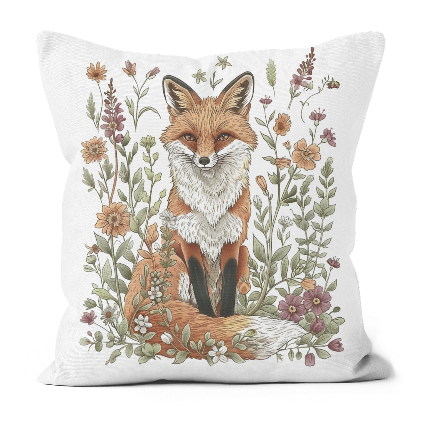 Fox Printed Faux Suede Cushion