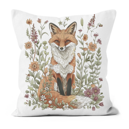 Fox Printed Faux Suede Cushion
