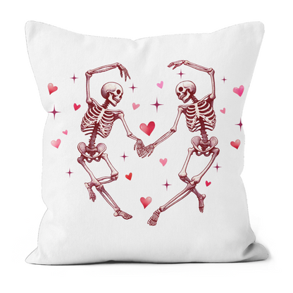 Dancing Skeletons Valentine's Printed Faux Suede Cushion