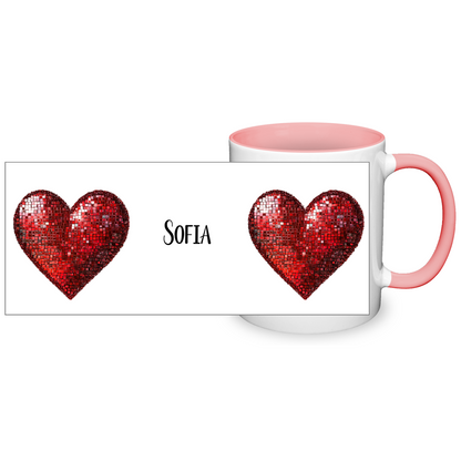 Personalised Red Heart 11oz Mug