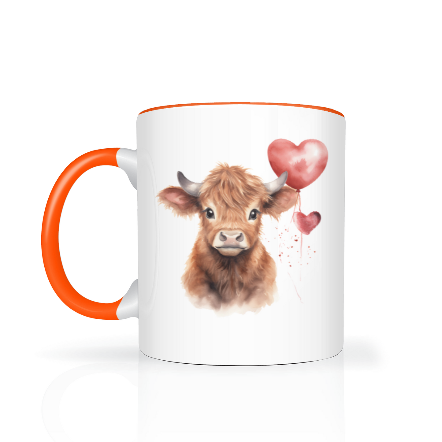 Personalised Heart Highland Cow 11oz Mug