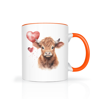 Personalised Heart Highland Cow 11oz Mug