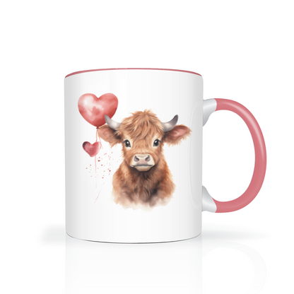 Personalised Heart Highland Cow 11oz Mug